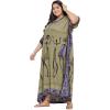 imagePlus Size Women Kaftan Dress Kimono Sleeve Casual Maxi Dresses Beach Cover Up for LadiesGreen Trible Print