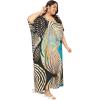 imagePlus Size Women Kaftan Dress Kimono Sleeve Casual Maxi Dresses Beach Cover Up for LadiesMulti