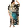imagePlus Size Women Kaftan Dress Kimono Sleeve Casual Maxi Dresses Beach Cover Up for LadiesMulti