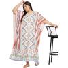 imagePlus Size Women Kaftan Dress Kimono Sleeve Casual Maxi Dresses Beach Cover Up for LadiesMulticolor Floral  Geometric