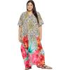 imagePlus Size Women Kaftan Dress Kimono Sleeve Casual Maxi Dresses Beach Cover Up for LadiesMulticolor Floral Caftans Dress
