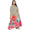 imagePlus Size Women Kaftan Dress Kimono Sleeve Casual Maxi Dresses Beach Cover Up for LadiesMulticolor Floral Caftans Dress