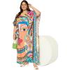 imagePlus Size Women Kaftan Dress Kimono Sleeve Casual Maxi Dresses Beach Cover Up for LadiesMulticoloured Lady Tribal