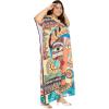 imagePlus Size Women Kaftan Dress Kimono Sleeve Casual Maxi Dresses Beach Cover Up for LadiesMulticoloured Lady Tribal