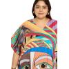 imagePlus Size Women Kaftan Dress Kimono Sleeve Casual Maxi Dresses Beach Cover Up for LadiesMulticoloured Lady Tribal