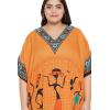 imagePlus Size Women Kaftan Dress Kimono Sleeve Casual Maxi Dresses Beach Cover Up for LadiesOrange Tribal