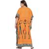 imagePlus Size Women Kaftan Dress Kimono Sleeve Casual Maxi Dresses Beach Cover Up for LadiesOrange Tribal