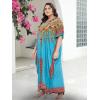 imagePlus Size Women Kaftan Dress Kimono Sleeve Casual Maxi Dresses Beach Cover Up for LadiesTurquoise Geometric