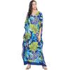 imageWomen Plus Size Caftan Dress Polyester Evening Maxi Gown Dresses Kimono Sleeve for Party KaftanBlue  Green Tropical Leaf