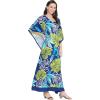 imageWomen Plus Size Caftan Dress Polyester Evening Maxi Gown Dresses Kimono Sleeve for Party KaftanBlue  Green Tropical Leaf