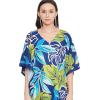 imageWomen Plus Size Caftan Dress Polyester Evening Maxi Gown Dresses Kimono Sleeve for Party KaftanBlue  Green Tropical Leaf