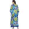 imageWomen Plus Size Caftan Dress Polyester Evening Maxi Gown Dresses Kimono Sleeve for Party KaftanBlue  Green Tropical Leaf