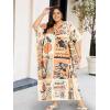 imageWomen Plus Size Caftan Dress Polyester Evening Maxi Gown Dresses Kimono Sleeve for Party KaftanBrown