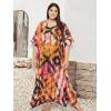 imageWomen Plus Size Caftan Dress Polyester Evening Maxi Gown Dresses Kimono Sleeve for Party KaftanMulticolor Geometric