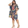 imageWomen Short Kaftan Plus Size Dress Comfortable Cotton Kimono Dresses for Casual WearNavy Blue