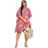 imageWomen Short Kaftan Plus Size Dress Comfortable Cotton Kimono Dresses for Casual WearPink