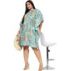 imageWomen Short Kaftan Plus Size Dress Comfortable Cotton Kimono Dresses for Casual WearSky Blue