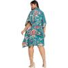 imageWomen Short Kaftan Plus Size Dress Comfortable Cotton Kimono Dresses for Casual WearTurquoise