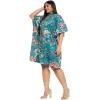 imageWomen Short Kaftan Plus Size Dress Comfortable Cotton Kimono Dresses for Casual WearTurquoise
