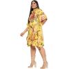 imageWomen Short Kaftan Plus Size Dress Comfortable Cotton Kimono Dresses for Casual WearYellow
