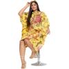 imageWomen Short Kaftan Plus Size Dress Comfortable Cotton Kimono Dresses for Casual WearYellow