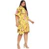 imageWomen Short Kaftan Plus Size Dress Comfortable Cotton Kimono Dresses for Casual WearYellow