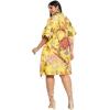 imageWomen Short Kaftan Plus Size Dress Comfortable Cotton Kimono Dresses for Casual WearYellow