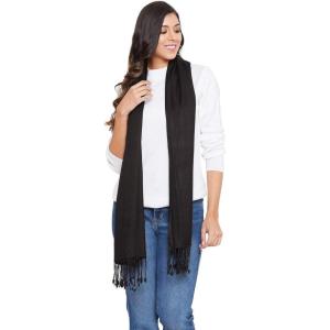 imageGoood Times Fashion Womens Silk Scarf Luxury Satin Shawl WrapsSolid Black Scarf