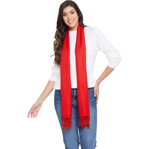 imageGoood Times Fashion Womens Silk Scarf Luxury Satin Shawl WrapsSolid Red Scarf
