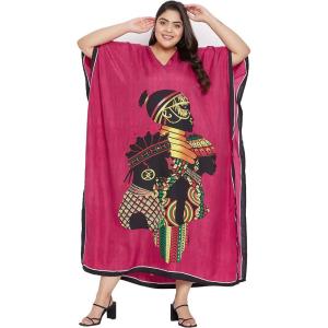 imagePlus Size Women Kaftan Dress Kimono Sleeve Casual Maxi Dresses Beach Cover Up for LadiesRed