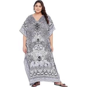 imageWomen Plus Size Caftan Dress Polyester Evening Maxi Gown Dresses Kimono Sleeve for Party KaftanBlack Floral