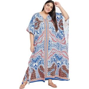 imageWomen Plus Size Caftan Dress Polyester Evening Maxi Gown Dresses Kimono Sleeve for Party KaftanMulti Abstract