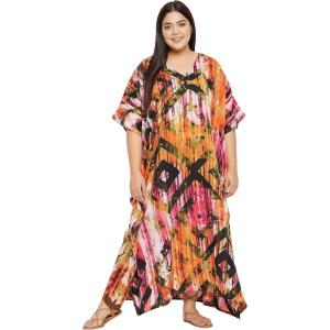 imageWomen Plus Size Caftan Dress Polyester Evening Maxi Gown Dresses Kimono Sleeve for Party KaftanMulticolor Geometric