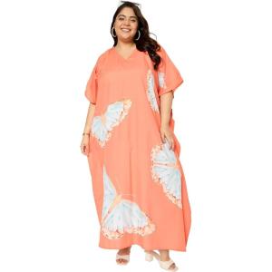 imageWomen Plus Size Caftan Dress Polyester Evening Maxi Gown Dresses Kimono Sleeve for Party KaftanOrange Wings