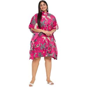 imageWomen Short Kaftan Plus Size Dress Comfortable Cotton Kimono Dresses for Casual WearDark Pink