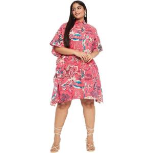imageWomen Short Kaftan Plus Size Dress Comfortable Cotton Kimono Dresses for Casual WearPink
