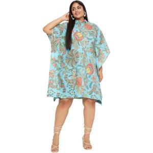 imageWomen Short Kaftan Plus Size Dress Comfortable Cotton Kimono Dresses for Casual WearSky Blue