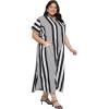 imageKaftan Plus Size Women Dress Button Down Kimono Side Slit Maxi Dresses Two Side Pocket Caftan for Evening WearBlack  White
