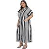 imageKaftan Plus Size Women Dress Button Down Kimono Side Slit Maxi Dresses Two Side Pocket Caftan for Evening WearBlack  White