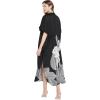 imageKaftan Plus Size Women Dress Button Down Kimono Side Slit Maxi Dresses Two Side Pocket Caftan for Evening WearBlack Leaf
