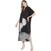 imageKaftan Plus Size Women Dress Button Down Kimono Side Slit Maxi Dresses Two Side Pocket Caftan for Evening WearBlack Leaf