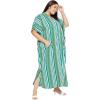 imageKaftan Plus Size Women Dress Button Down Kimono Side Slit Maxi Dresses Two Side Pocket Caftan for Evening WearGreen  White