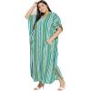 imageKaftan Plus Size Women Dress Button Down Kimono Side Slit Maxi Dresses Two Side Pocket Caftan for Evening WearGreen  White