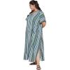imageKaftan Plus Size Women Dress Button Down Kimono Side Slit Maxi Dresses Two Side Pocket Caftan for Evening WearTeal  White
