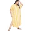 imageKaftan Plus Size Women Dress Button Down Kimono Side Slit Maxi Dresses Two Side Pocket Caftan for Evening WearYellow  White
