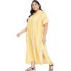 imageKaftan Plus Size Women Dress Button Down Kimono Side Slit Maxi Dresses Two Side Pocket Caftan for Evening WearYellow  White