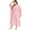 imagePlus Size Kaftan Women Dress Stylish Cotton Kimono Maxi Dresses for Evening WearPink