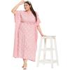 imagePlus Size Kaftan Women Dress Stylish Cotton Kimono Maxi Dresses for Evening WearPink