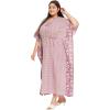 imagePlus Size Kaftan Women Dress Stylish Cotton Kimono Maxi Dresses for Evening WearRust Floral
