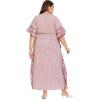 imagePlus Size Kaftan Women Dress Stylish Cotton Kimono Maxi Dresses for Evening WearRust Floral